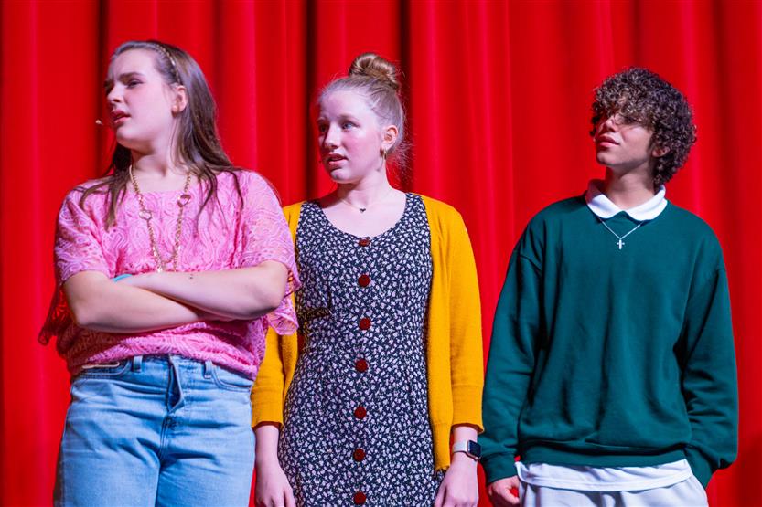 Woodland Middle students perform onstage